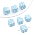 Blue and white plaid 14mm acrylic cube beads for handmade jewelry DIY crafts - 14x14mm (Hole Diameter About 3mm) / Blue Checkered Square (2 Pieces/Pack)