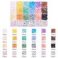 DIY bead kit with 24 compartments of flat clay beads and letter beads for jewelry making - 24 Grids Matte Glossy Flat Round Alphabet Beads Kit