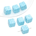 14mm hellblaue Acryl-Quadratperle mit weißem Kuhmuster für DIY-Schmuckherstellung - Blaues Kuhmuster Quadratisch (2 Stück/Packung)