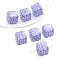 14mm violette Acrylperlen mit Leopardenmuster für DIY-Schmuck und Armbandherstellung - Lila Kuhmuster Quadratisch (2 Stück/Packung)