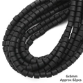 Perles cylindriques noir mat 6mm pour bijoux DIY lot de 62 perles pour bracelets - Noir