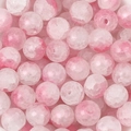 Cuentas de cuarzo agrietado rosa y blanco para creación de joyas DIY con forma esférica - 8mm, Apertura aprox. 1mm, 50 Piezas/Paquete / Rosa Melocotón
