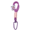 Portachiavi in nylon intrecciato viola con inserto rosa e moschettone in metallo - 19cm / Viola