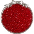 Faceted red 4mm glass seed beads in a silver decorative tray for DIY jewelry making - 10g/Pack (Approx. 140 Pieces) / Red