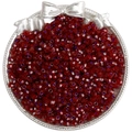 4mm dark red faceted glass seed beads for DIY jewelry displayed in a vintage silver tray - 10g/Pack (Approx. 140 Pieces) / Dark Red