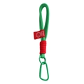 Green and red braided nylon keychain with metal carabiner and Happy Smile label - Approx 19cm / Christmas Green