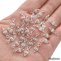 Silver alloy hollow lotus charm for DIY jewelry making with 14mm height and engraved details - Small Hollow Rhombus