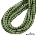 Legergroene 6x6mm vierkante polymeerklei kralen voor DIY sieraden, streng van 62 stuks - Olijfgroen