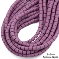Paarse matte 6x6mm polymeerklei cilinder kralen voor DIY sieraden maken 62 stuks - Paars