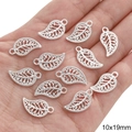 Set van 11 zilveren holle bladbedeltjes 10x19mm voor DIY sieraden maken en kralenwerk - Hol Blad