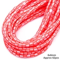 Levendige koraalrode 6x6mm vierkante harskralen voor DIY-sieraden met 62 stuks per streng - Gemengd Oranjeroze