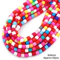 Gekleurde 6x6mm cilindrische kleikralen set voor DIY sieraden maken 62 stuks - Gemengde Felle Kleuren