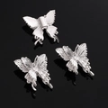 Three silver butterfly charms with bionic wing textures and liquid metal finish - Butterfly Design / 21x22mm / Silver