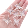 DIY colorful aurora butterfly beads with metal pin for jewelry making and crafts - 25x25mm (20 Pieces/Pack) / AB Color - Beige