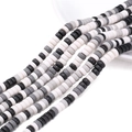 DIY jewelry beads in black, grey, and white polymer clay strands for handmade crafts - 6x3mm 39cm/Strand Approx 115 Beads / Black & White Series