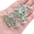 Perline di vetro sfumato verde e bianco a forma di bambù per gioielli fai-da-te - Stile Nodo di Bamboo (BBD334) / 6x12mm (20 Pezzi/Confezione) / Ciano Scuro