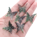 Transparente Schmetterlingsperlen in rauchgrauem Farbverlauf für DIY-Schmuckherstellung - 25x25mm (20 Stück/Packung) / Zweifarbig - Verlauf Grün