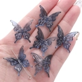 Lichtdurchlässige graublaue Schmetterling-Perlen mit Bohrung für DIY Schmuckherstellung - 25x25mm (20 Stück/Packung) / Zweifarbig - Verlauf Blau