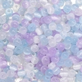4mm cat-eye glass beads in purple and blue with glitter and vertical texture for DIY crafts - 10g/Pack, Approx. 150 Beads, 4mm, Hole Approx. 1mm / Starry Sea