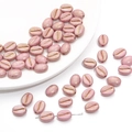 Roze 8x10mm acryl kralen in koffieboonvorm met gouden lijndetails voor diy - Ongeveer 8x10mm Gat 1mm 20 st/Pack / Roze
