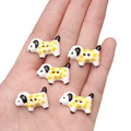 Set aus 5 süßen weißen Welpenknöpfen aus Keramik mit gelben Punkten für DIY-Bastelarbeiten - 1 Stück pro Packung / Gepunkteter Hund (Gelb) / 24x16mm Öffnung ca. 2mm