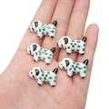 Set of 5 cute ceramic dalmatian dog buttons in white and green for DIY sewing crafts - Spotted Puppy (#05)