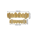 Detailed view of hip hop gold grillz with full zircon inlay and specific size dimensions - Gold (YT005)