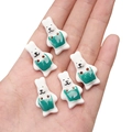 Five cute cartoon rabbit ceramic buttons for DIY handmade jewelry and sewing crafts - Overalls Rabbit (#16)