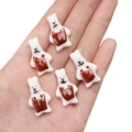 Handcrafted white ceramic animal buttons for DIY jewelry and clothing accessories - Overalls Rabbit (#18)