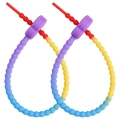 Colorful 4-color gradient silicone plum blossom tie for DIY keychains and bag charms - Deep Purple Head