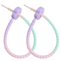 Silicone flower straw cover set with macaron gradient purple and mint green colors - Purple Head