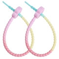 Pink and blue gradient silicone pacifier clip strap with adjustable buckle design - Light Purple Head