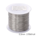 Roll of 0.30mm silver stainless steel beading wire for DIY jewelry, 170 meters long - Diameter 0.3 Length 170 / Silver