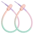 Adjustable macaron gradient silicone anti-drop straps with plum flower slider for babies - Orange Pink Head