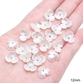 DIY 12mm white pearl flower petal beads for jewelry making shown on a palm - #09 Three-Petal Flower / 30 Pieces (12mm) / Artificial Pearl White