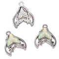Zilveren walvisstaart maan ster hangers met groene inleg voor doe-het-zelf sieraden - Walvisstaart (Zilverkleur & Groen Glas)