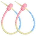 Pink and blue gradient silicone plum blossom adjustable cable tie keychain accessory - Pink Head