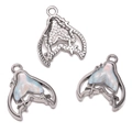 Whale tail starfish sea-themed alloy pendant with opal glass stone for DIY jewelry - Whale Tail (White Glass) / 1 Piece/Pack (17x21mm) / White Gold