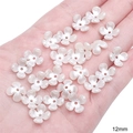 White 12mm ABS pearl flower-shaped loose beads for DIY jewelry and crafts making - #11 Four-Petal Flower / 50 Pieces/Pack (12mm) / Artificial Pearl White
