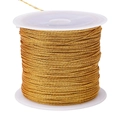Golden 6-strand braided metallic thread for DIY jewelry making on white plastic spool - 15-Ply 1mm 15m/Roll / Gold