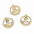Sailing boat and fish charm set with iridescent crystal pendants in golden alloy - Small Fish (Purple Glass) / 1 Piece/Pack (16x18mm) / Gold