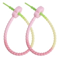 Dual gradient silicone cable tie and plum blossom key ring in pink and yellow finish - Light Pink Head