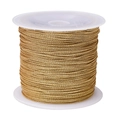 Golden 6-strand braided metallic cord on a white spool for DIY jewelry making - 15-Ply 1mm 15m/Roll / Light gold