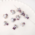 Cuenta de hongo de vidrio pintada a mano en gris azulado y morado para joyas DIY - 17x16mm / Hongo gris con puntos blancos y café