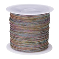 Rainbow gradient 6-strand metallic cord roll on a white spool for DIY jewelry - 15-Ply 1mm 15m/Roll / Light Multicolor