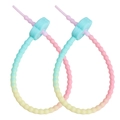 Soft silicone macaron gradient plum blossom cable tie for DIY keychain decor - Blue Head