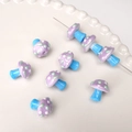 Hand-painted purple and blue mushroom glass bead for DIY jewelry making - 17x16mm / Purple with Blue and White Dots Mushroom