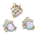 Ocean theme alloy gold-plated charms with starfish, shell, and faux pearl for DIY jewelry - Starfish Shell / 1 Piece/Pack (14x18mm) / Gold