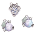 Iridescent ocean whale tail charm with light purple bead and starfish details - Starfish Shell / 1 Piece/Pack (14x18mm) / White Gold