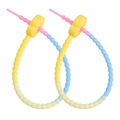 Macaron gradient silicone plum blossom key ring ties with flexible beaded design - Yellow Head
